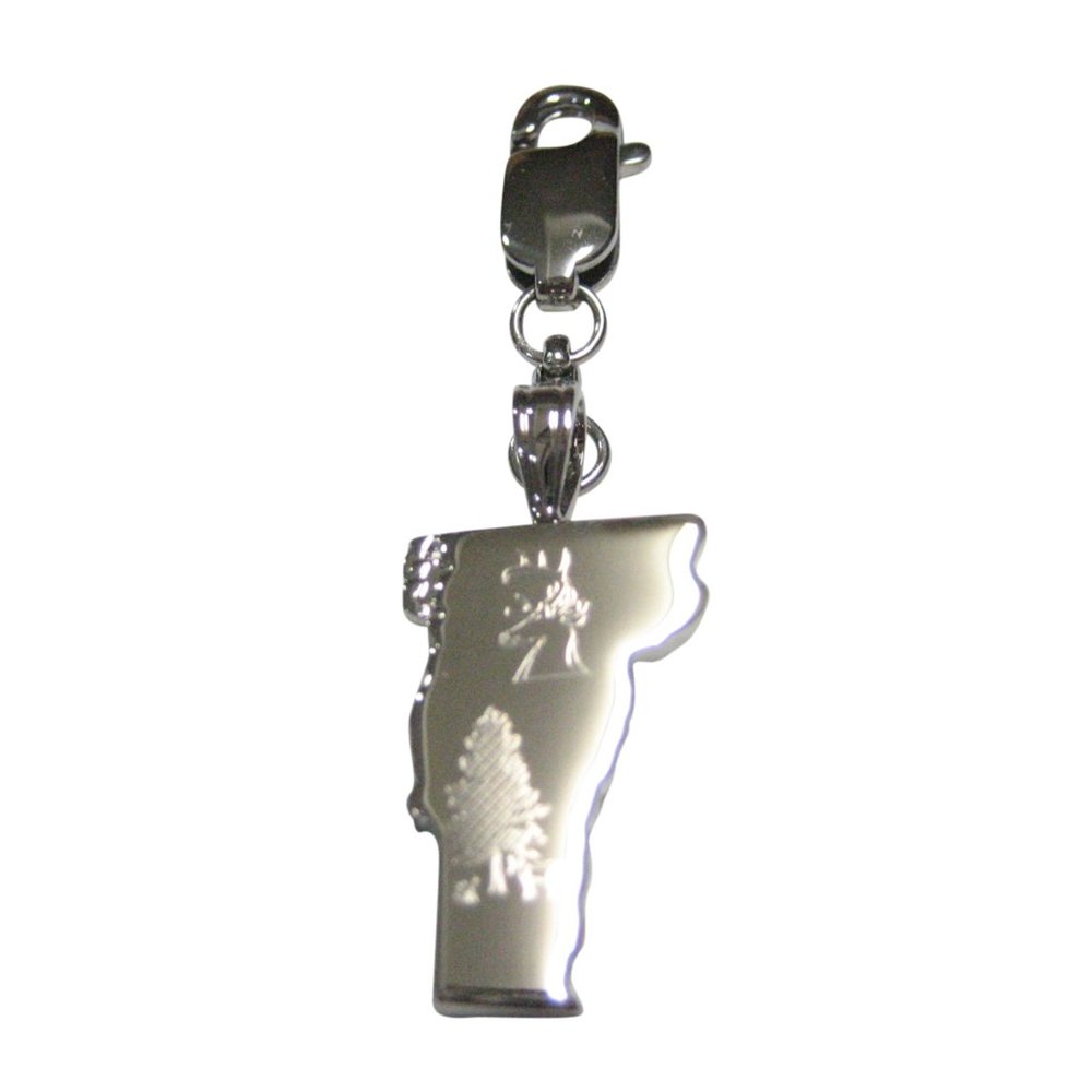 Vermont State Map Shape And Flag Zipper Pull Charm - image 1